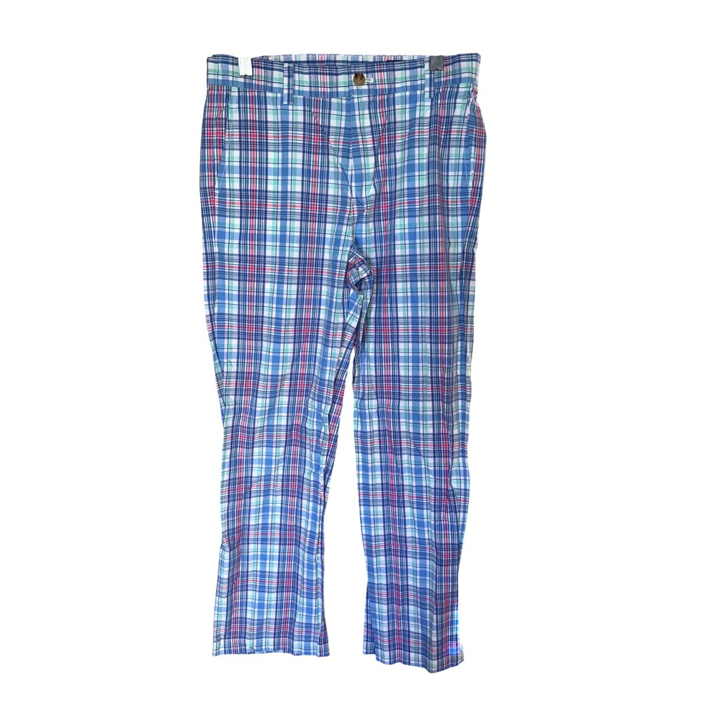 Vineyard Vines Seafeather Plaid Breaker 100% Cotton Boys Pants 16 Spring Summer